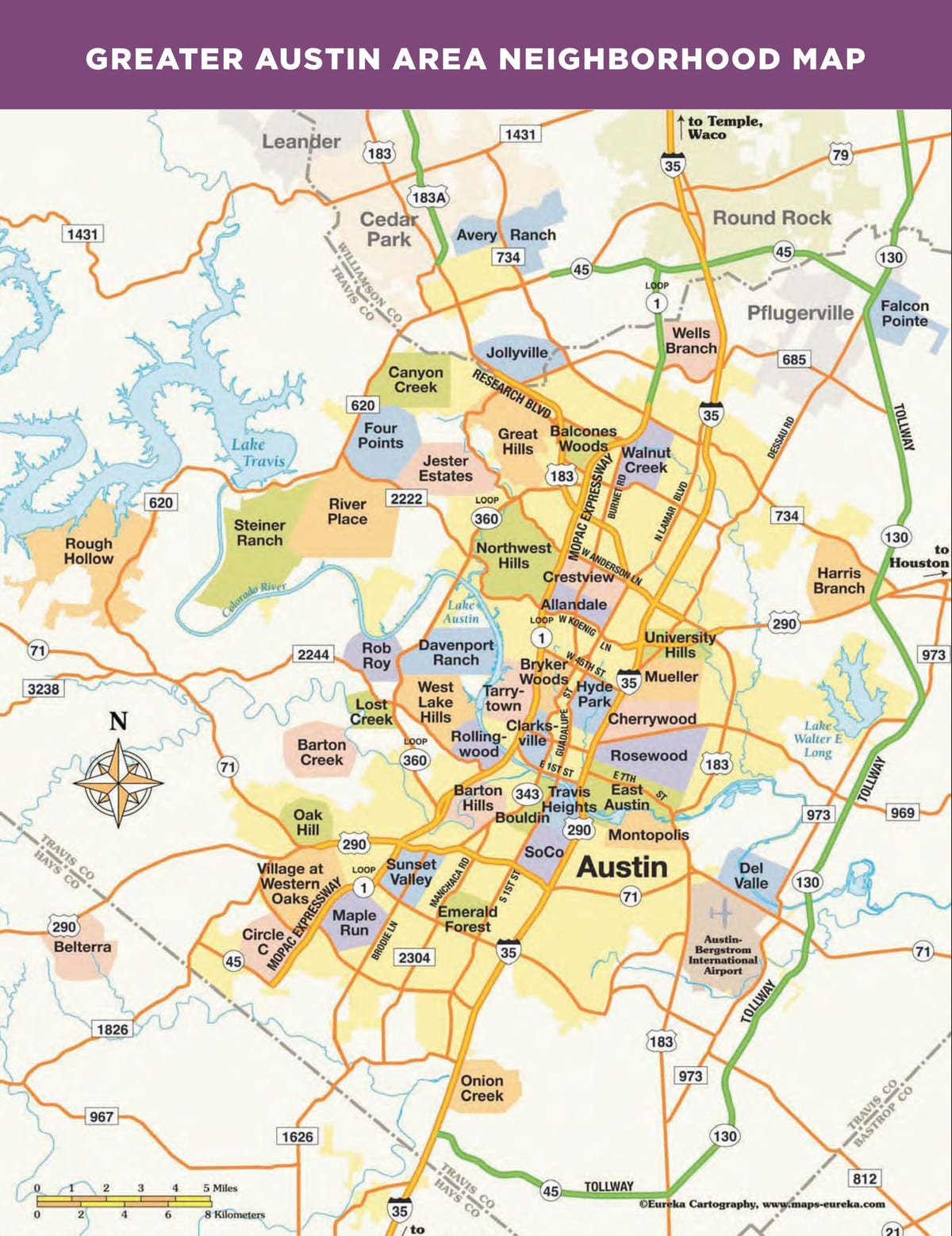 kaart van Austin area