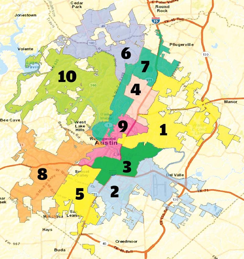 Austin texas distrik kaart