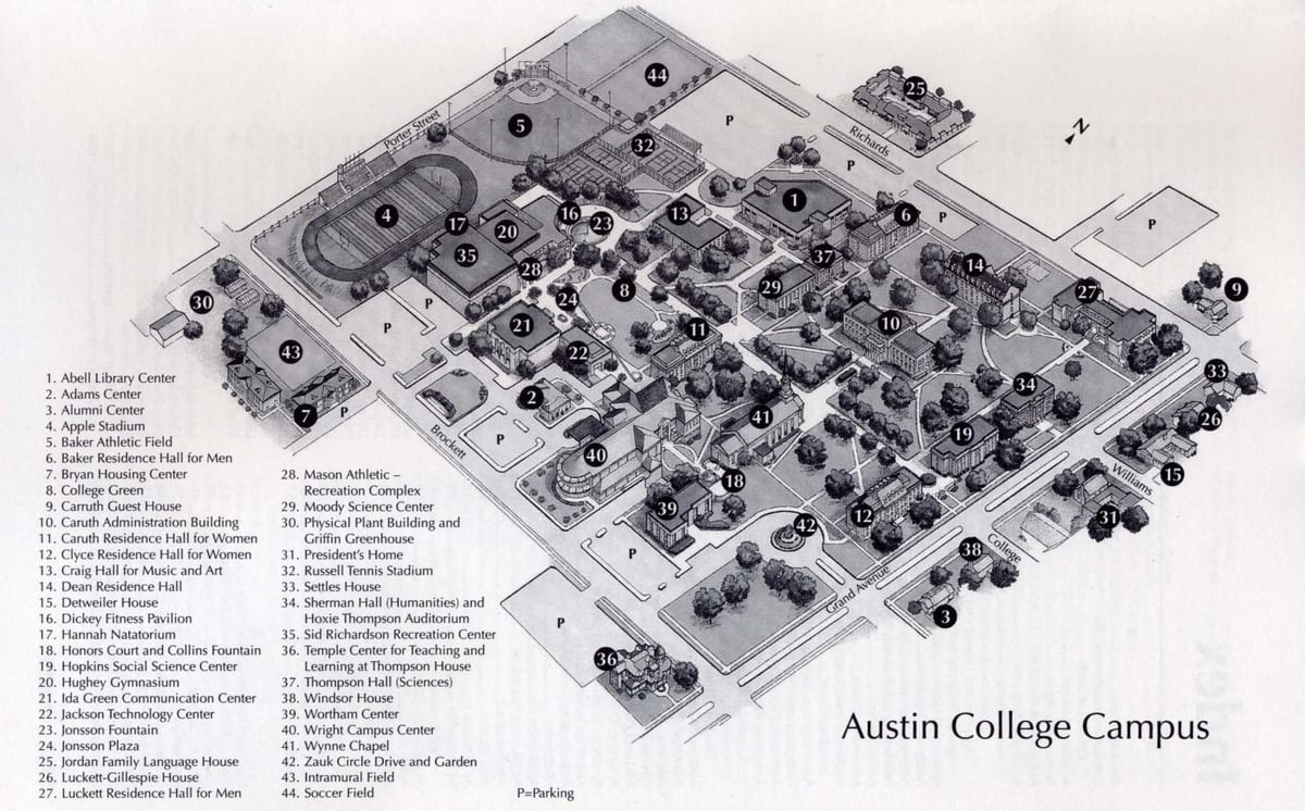 Austin kollege kampus kaart