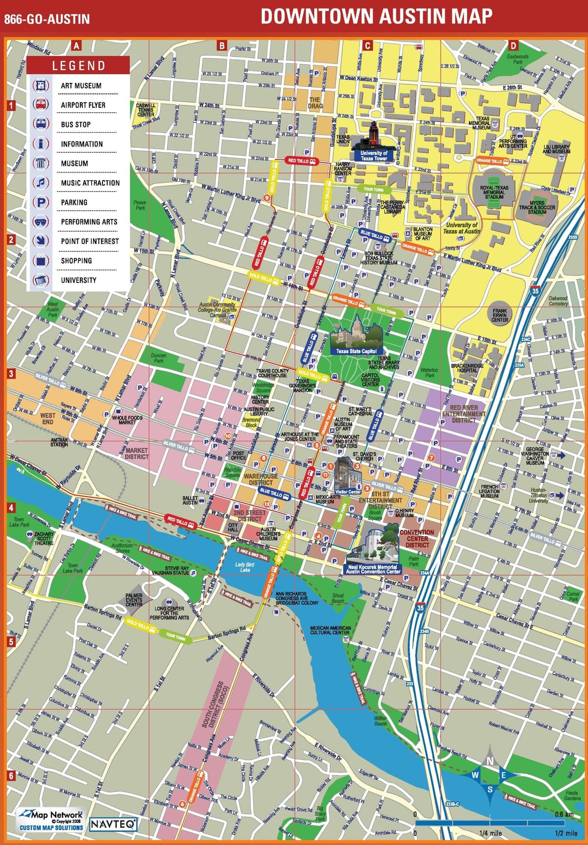 die sentrum Austin kaart