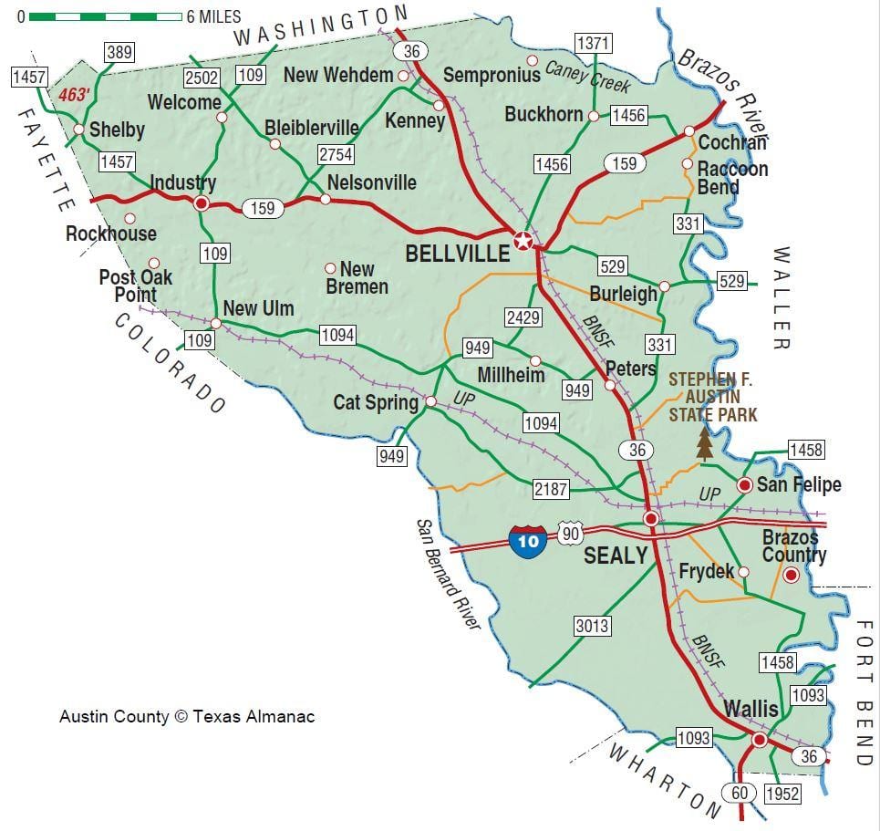 Austin county kaart