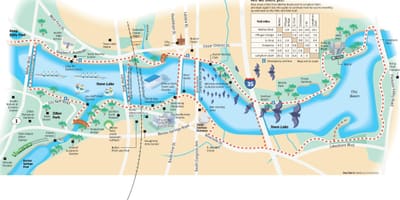 Loop en fiets roete Austin kaart