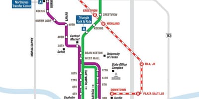 Metro rail Austin kaart