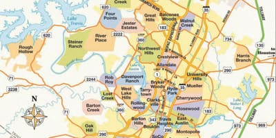 Kaart van Austin texas wyk
